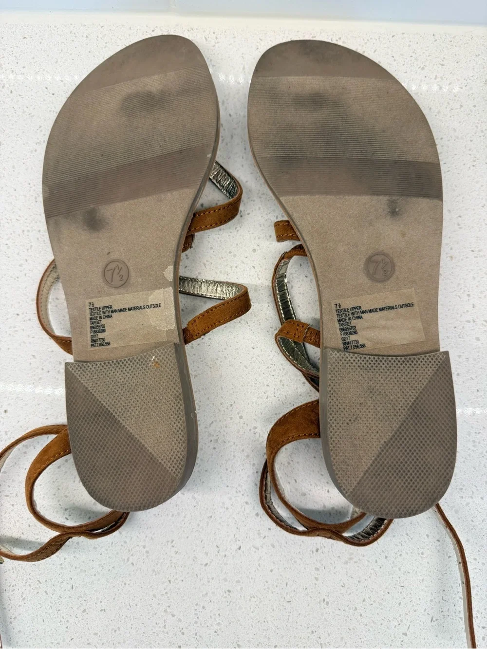 Mossimo Supply Co. Mai Strappy Gladiator Sandals Brown Gold Metallic Boho 7.5